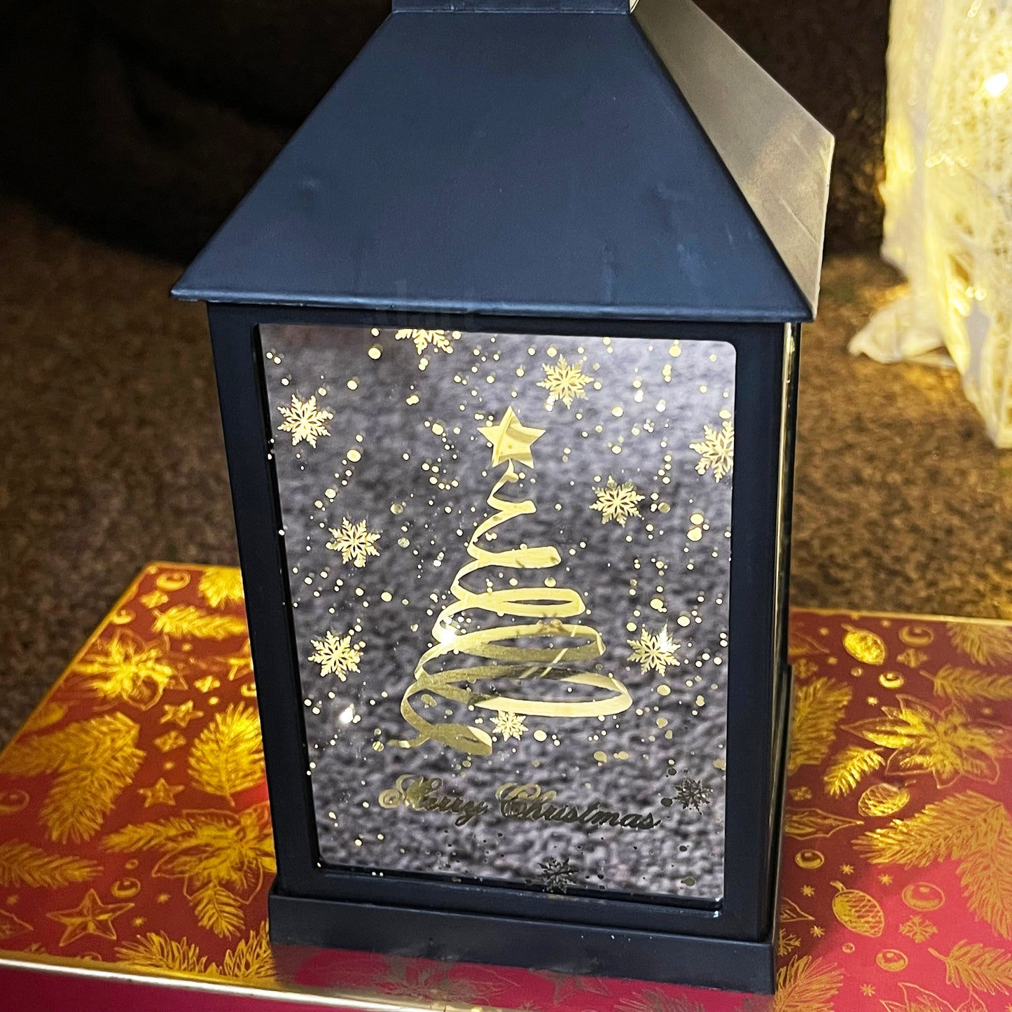 Black LED Christmas Tree Lantern