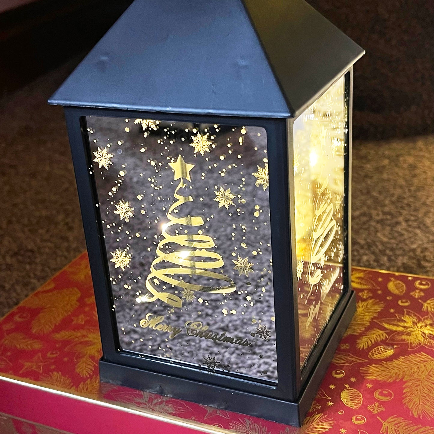 Black LED Christmas Tree Lantern