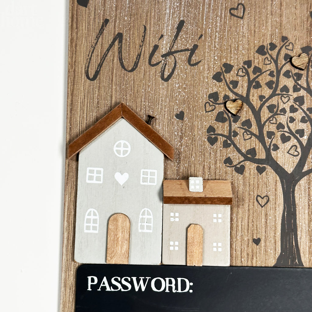 Holzhäuser, Tafel, WLAN, Passwort, Zeichen