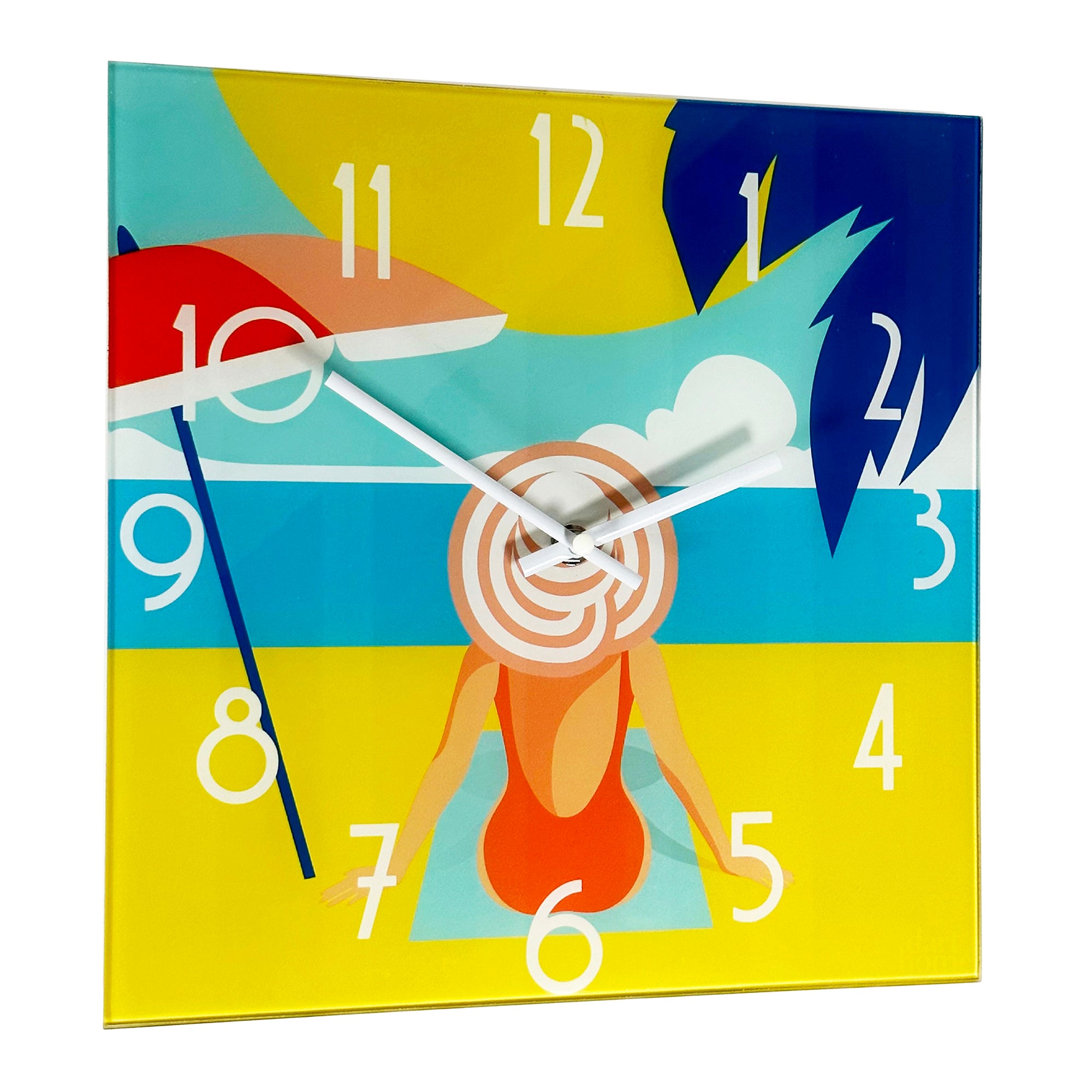 South Beach Lounging Glass Wall Clock