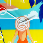 South Beach Lounging Glass Wall Clock