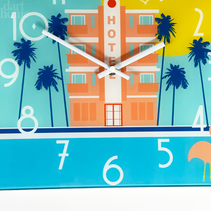 South Beach Hotel Glass Wall Clock