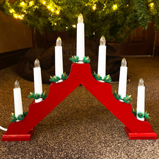 LED Red Christmas Candle Bridge