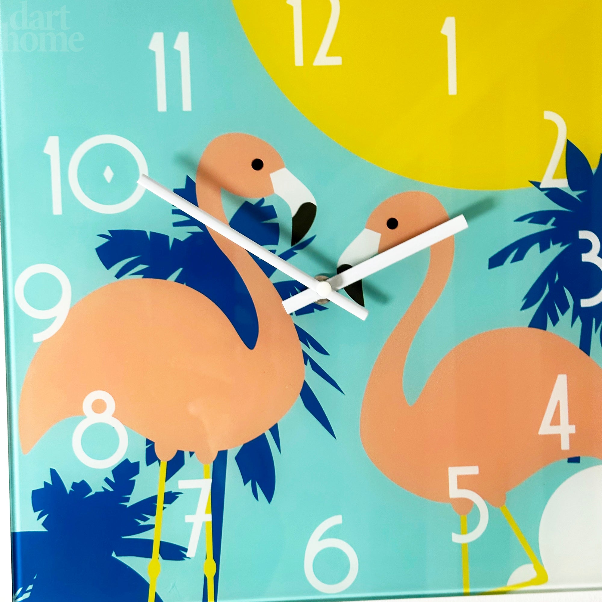 South Beach Flamingos Glass Wall Clock