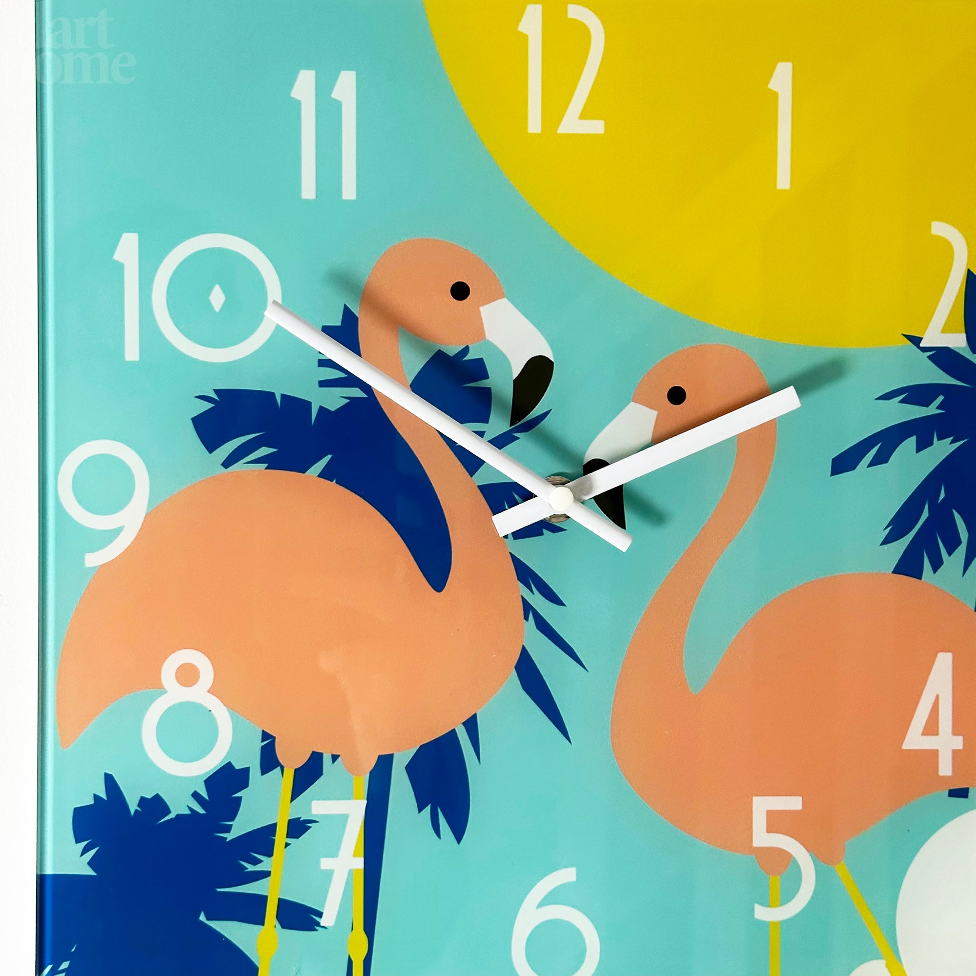 South Beach Flamingos Glass Wall Clock