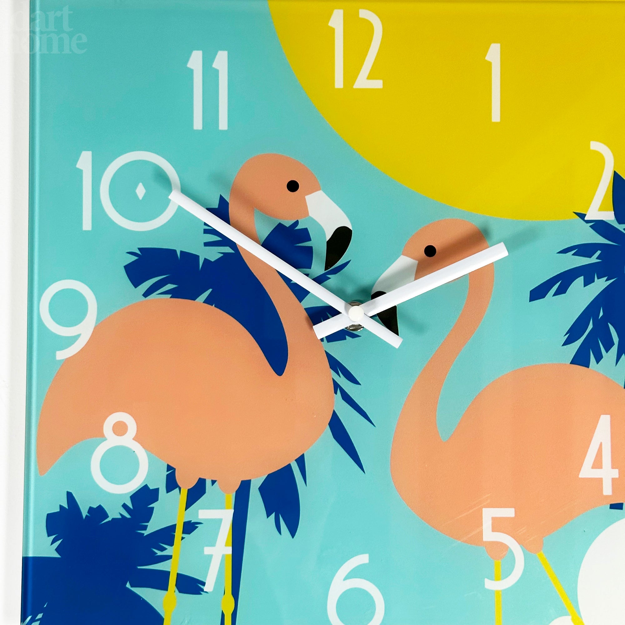 South Beach Flamingos Glass Wall Clock
