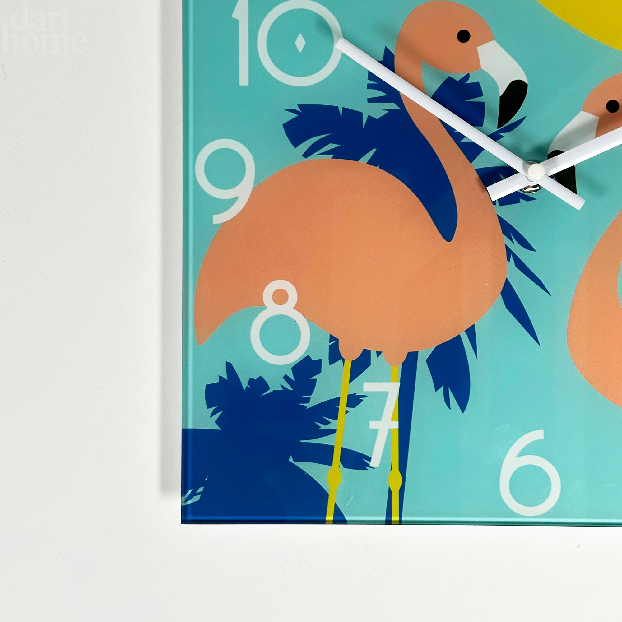 South Beach Flamingos Glass Wall Clock