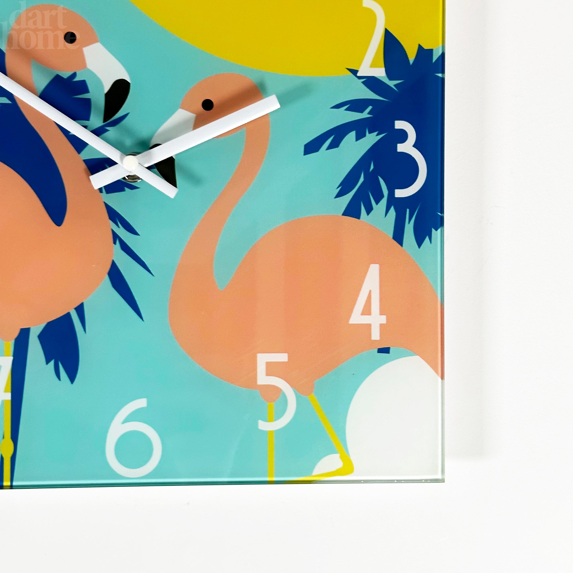 South Beach Flamingos Glass Wall Clock