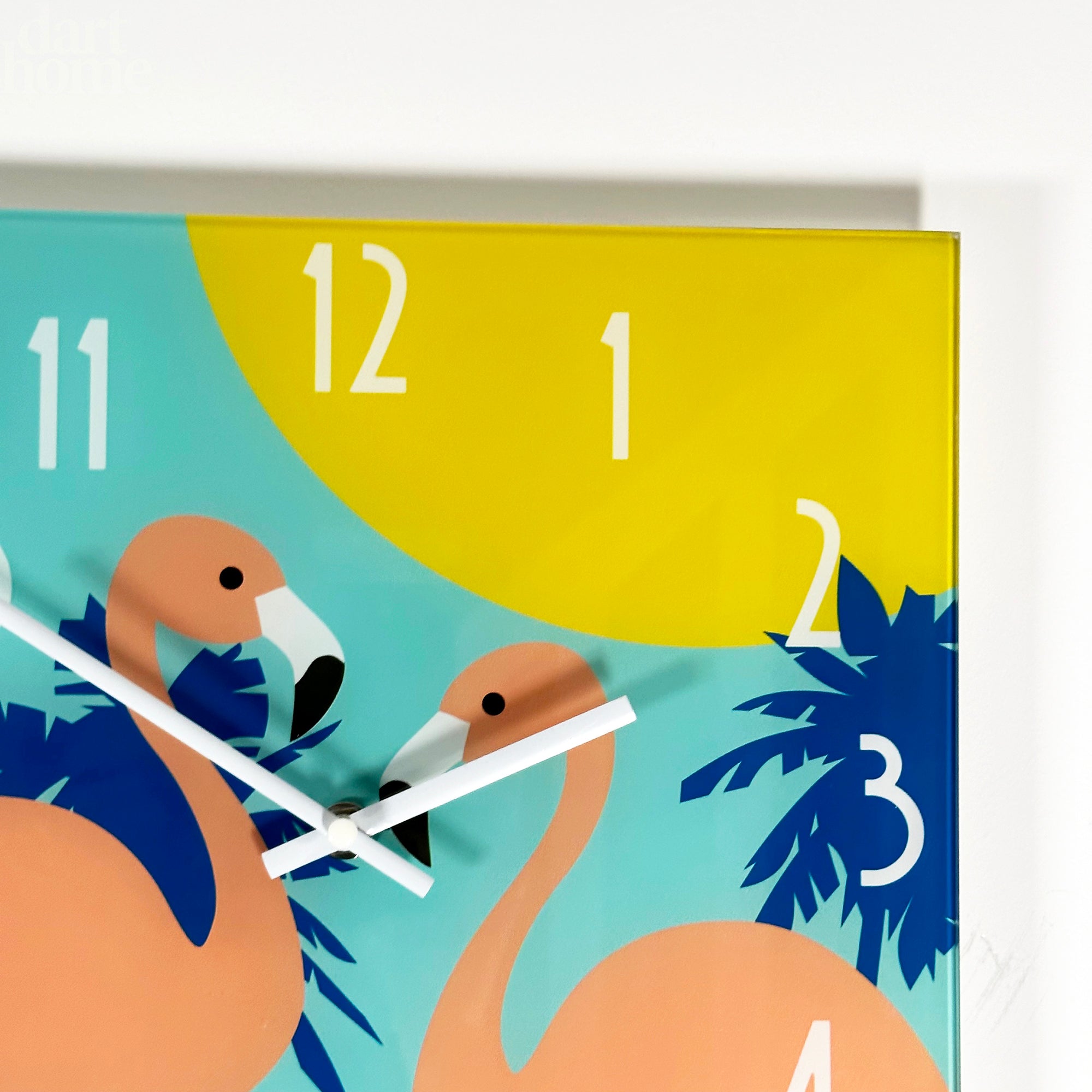 South Beach Flamingos Glass Wall Clock