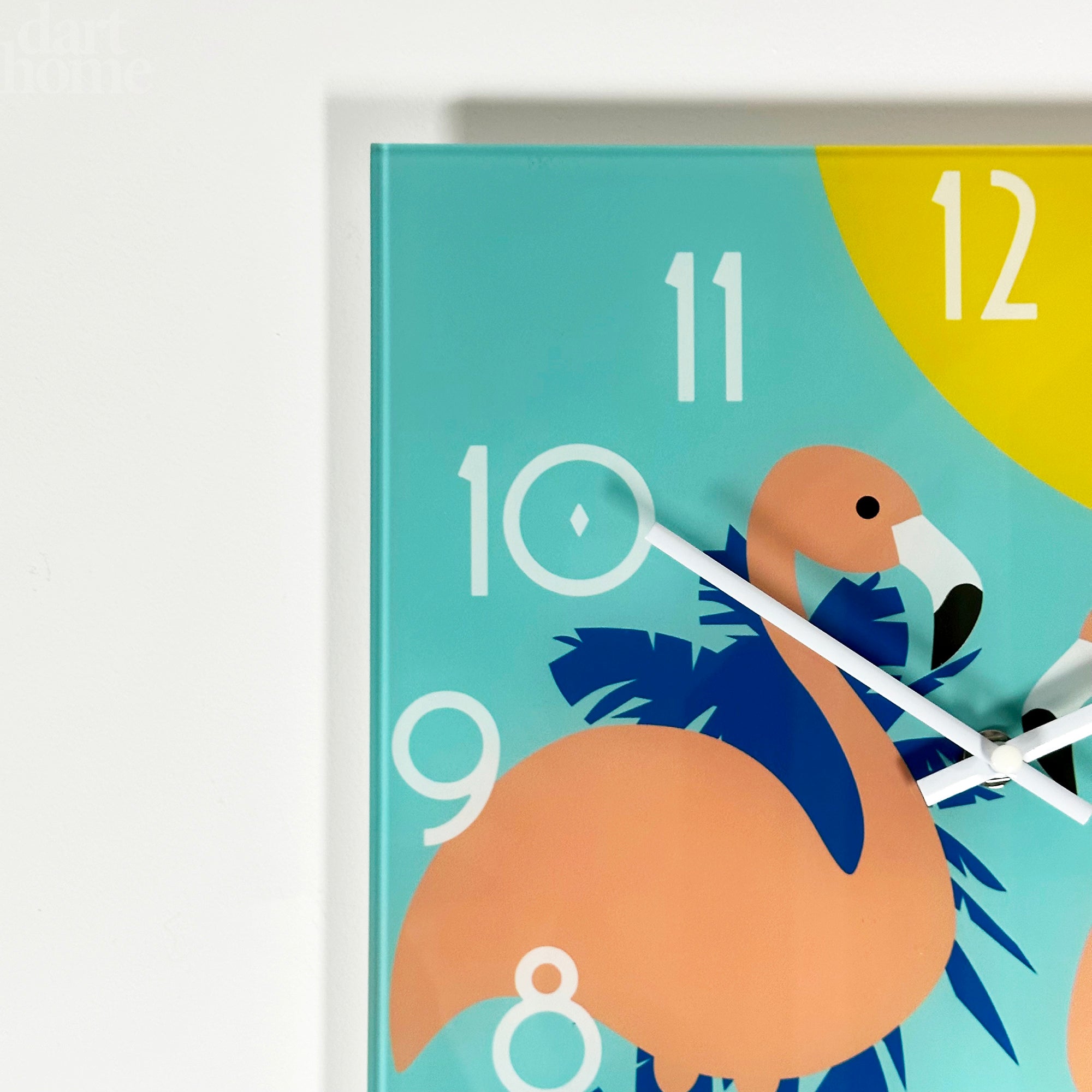 South Beach Flamingos Glass Wall Clock