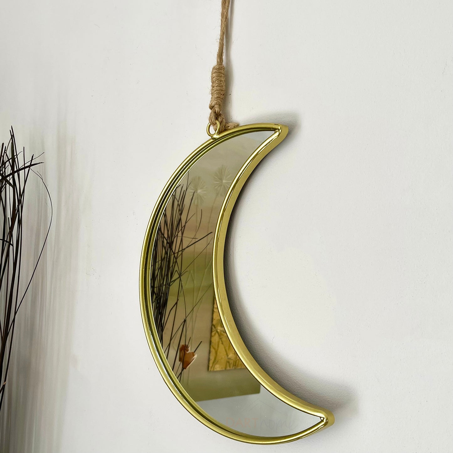 Metal Gold Crescent Moon Wall Mirror