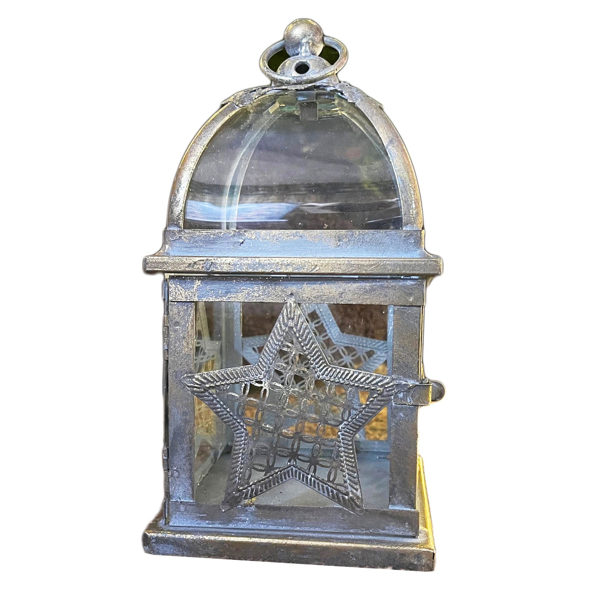 Vintage Star Hurricane Lantern 12x22cm
