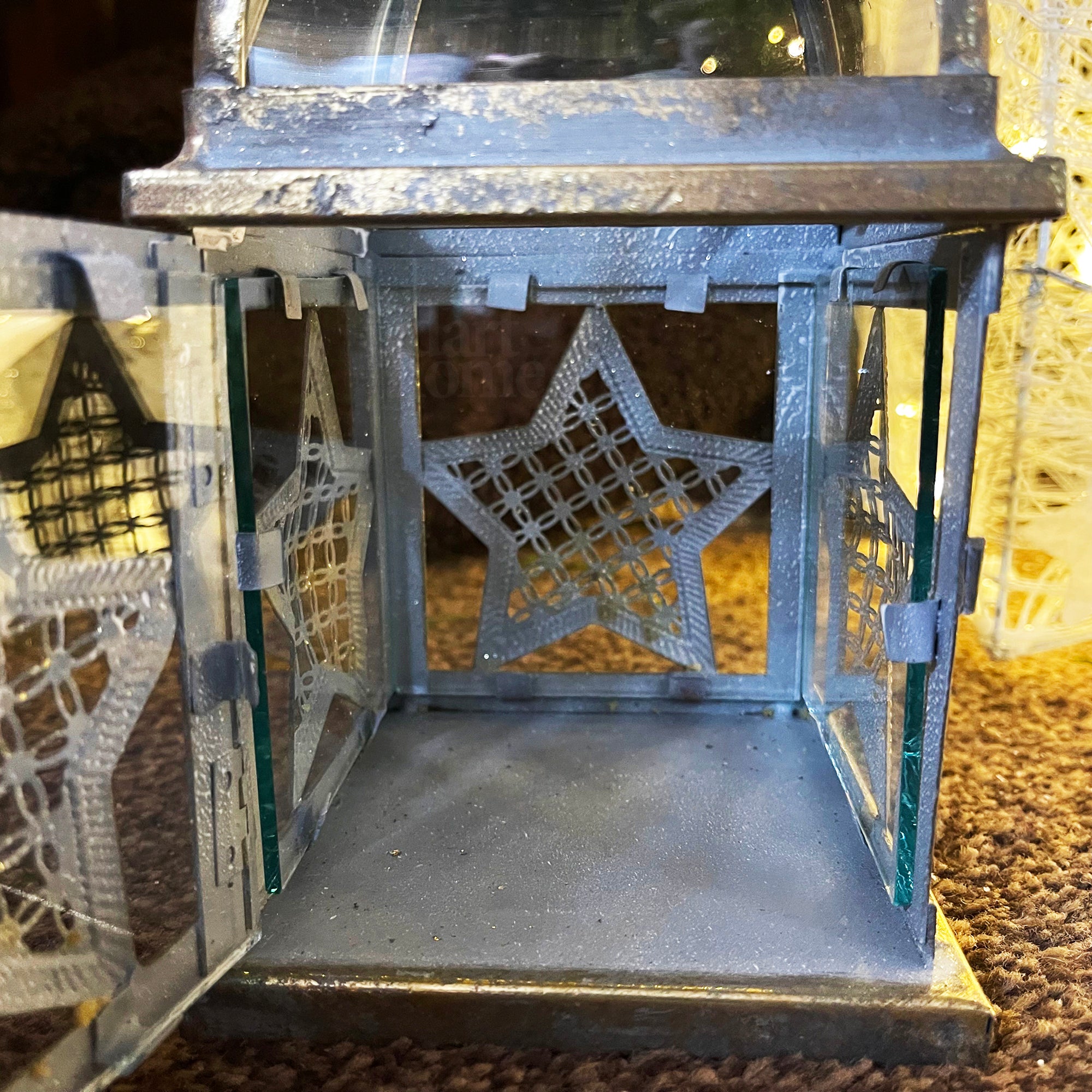 Vintage Star Hurricane Lantern 12x22cm
