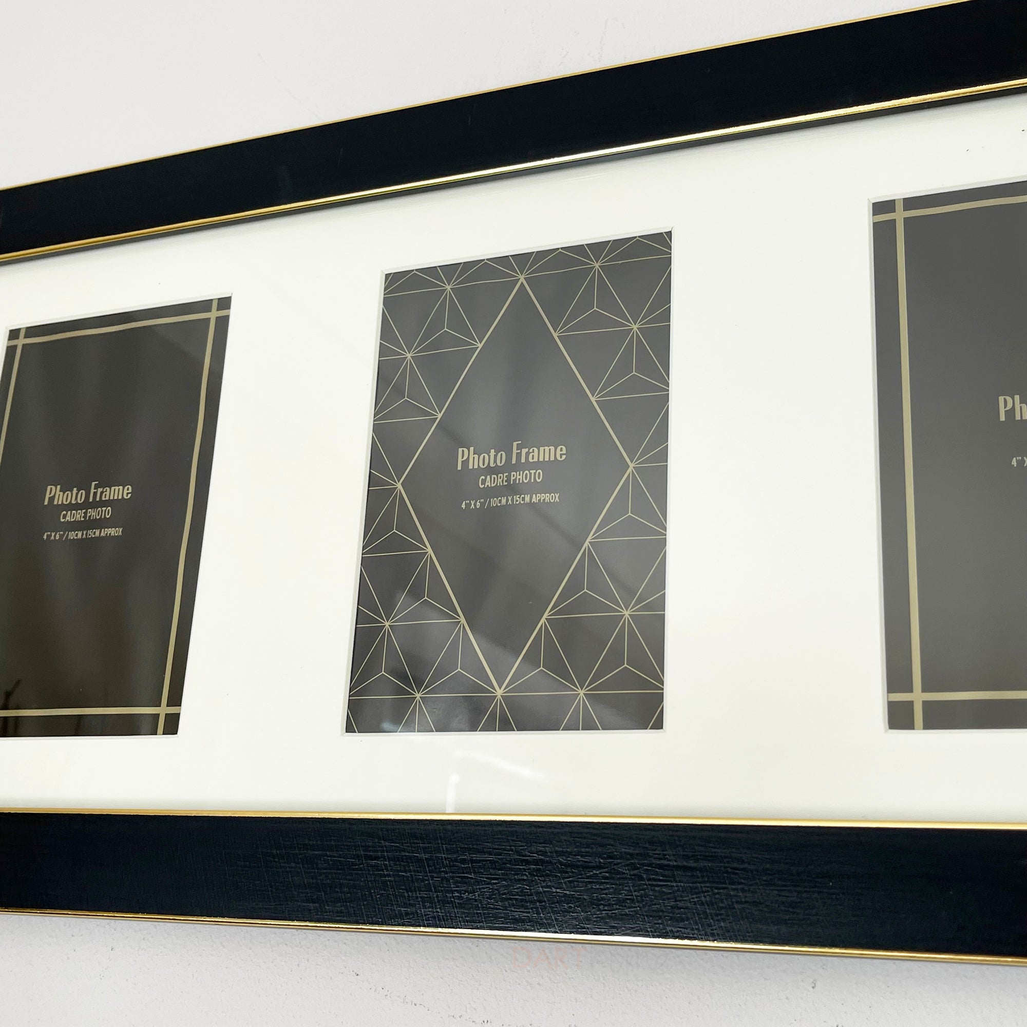 Black & Gold Triple Photo Frame