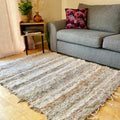Beige Stripe Shaggy Rug