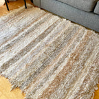 Beige Stripe Shaggy Rug