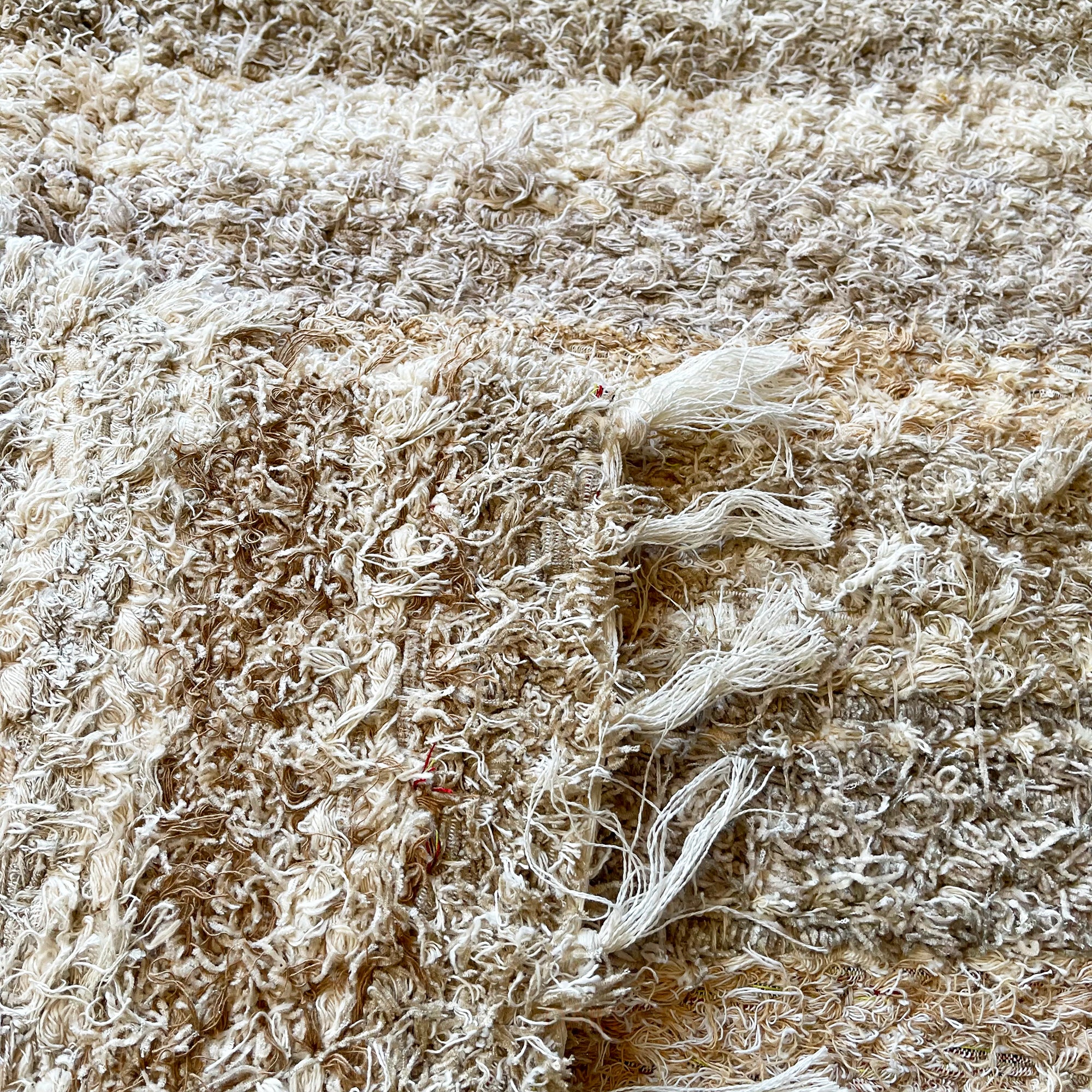 Beige Stripe Shaggy Rug