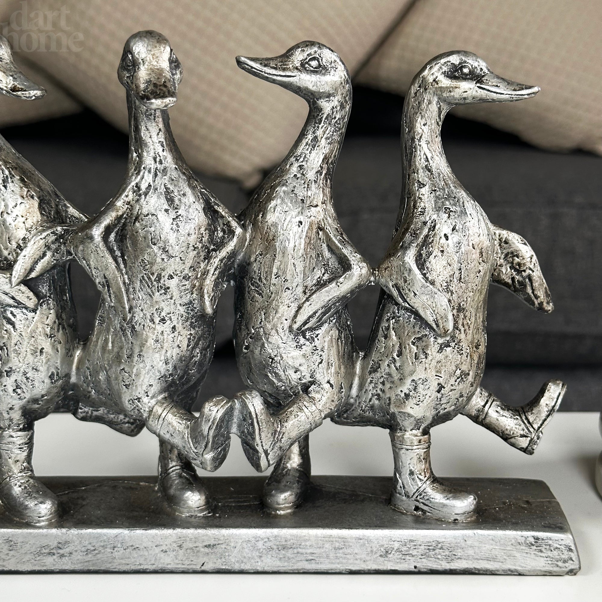 Silver Five Dancing Ducks Sculpture