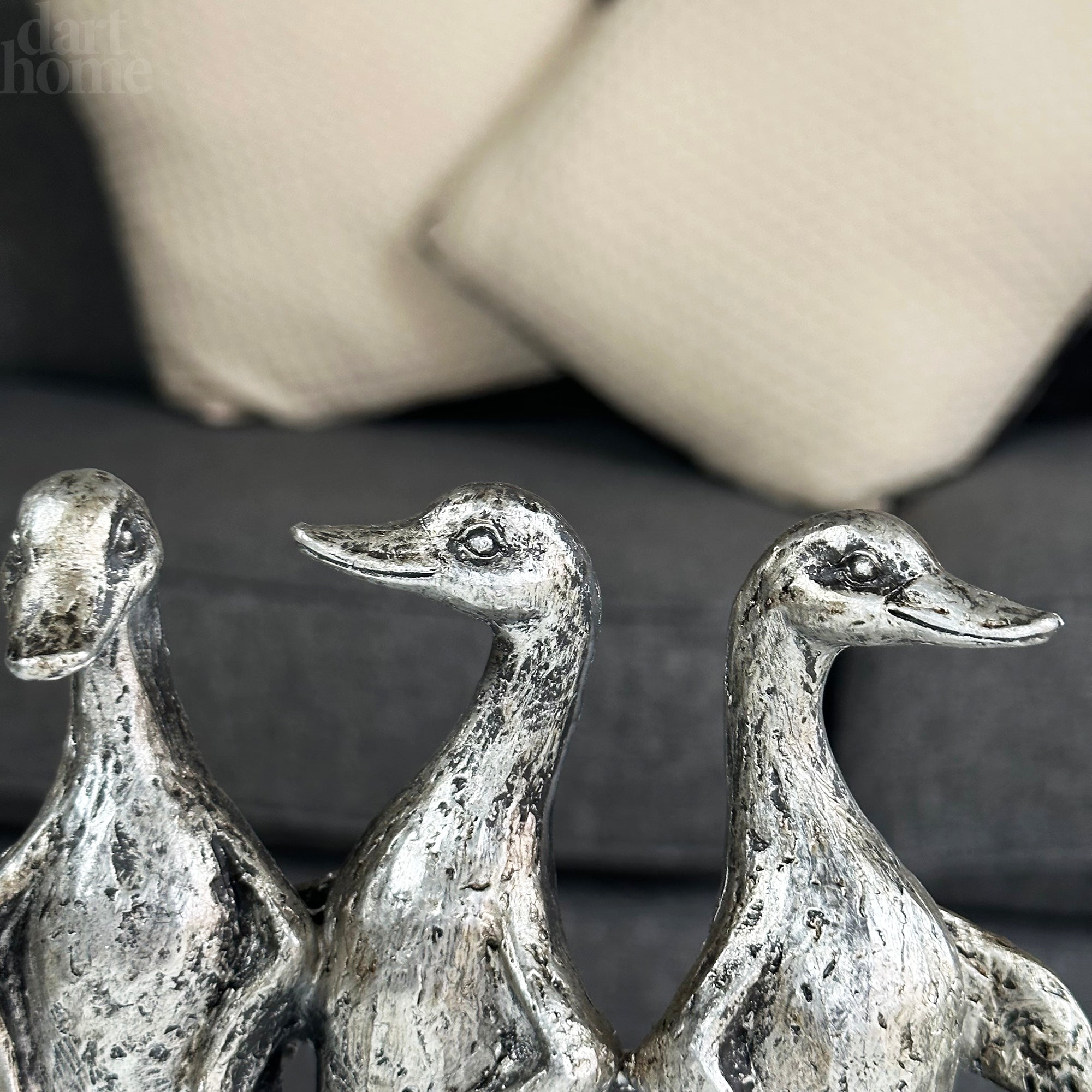 Silver Five Dancing Ducks Sculpture