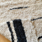 White And Navy Stripe Shaggy Rug