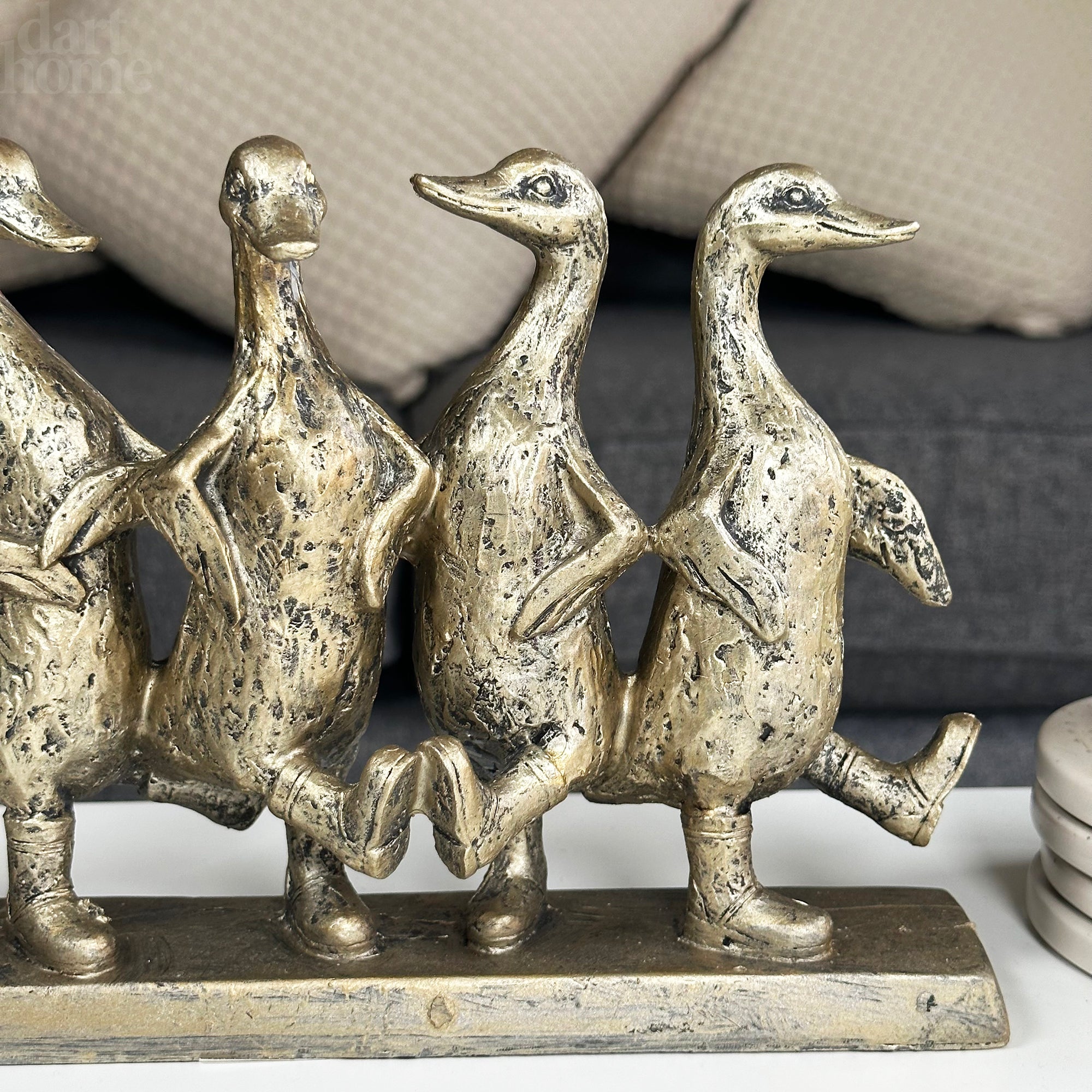 Gold Five Dancing Ducks Sculpture