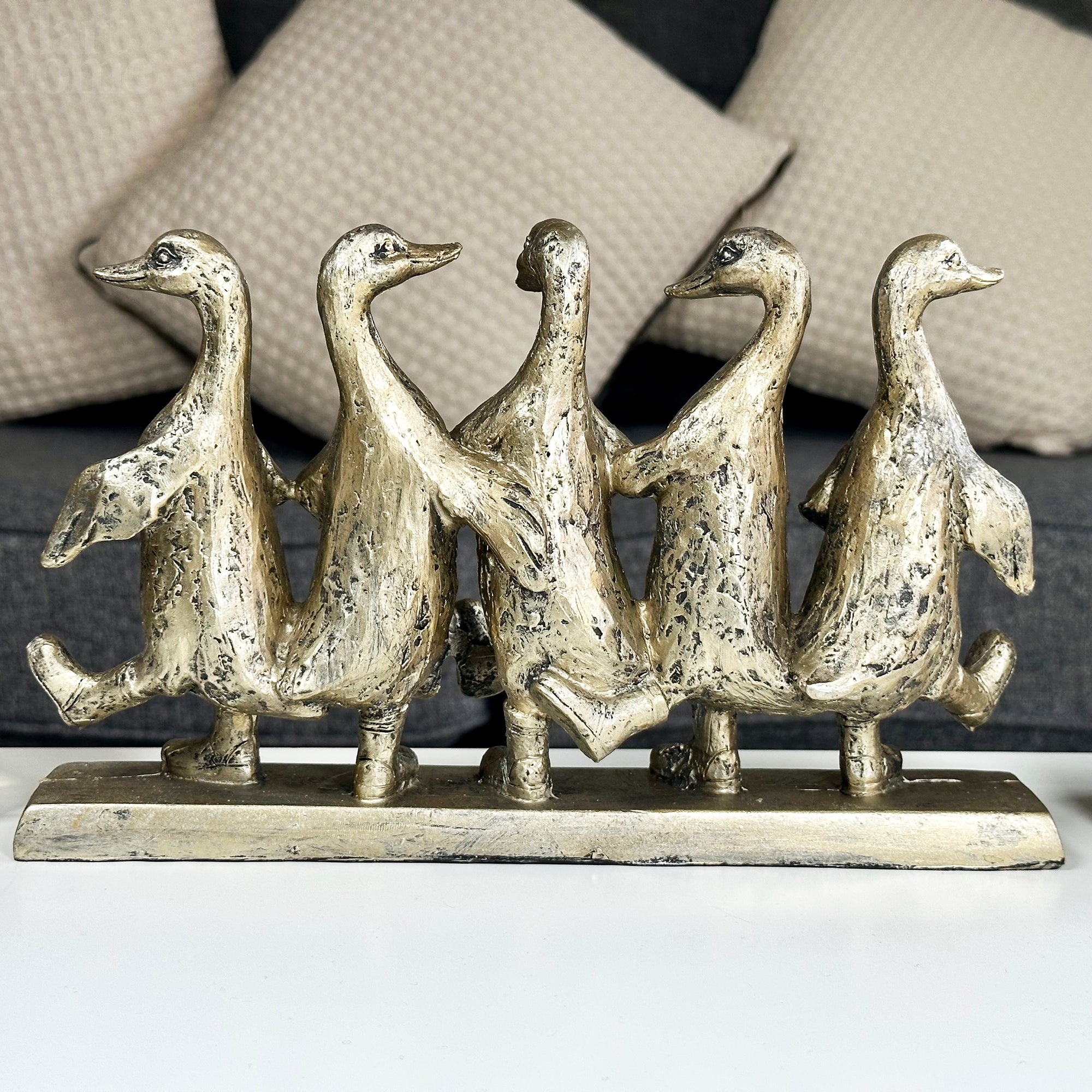 Gold Five Dancing Ducks Sculpture