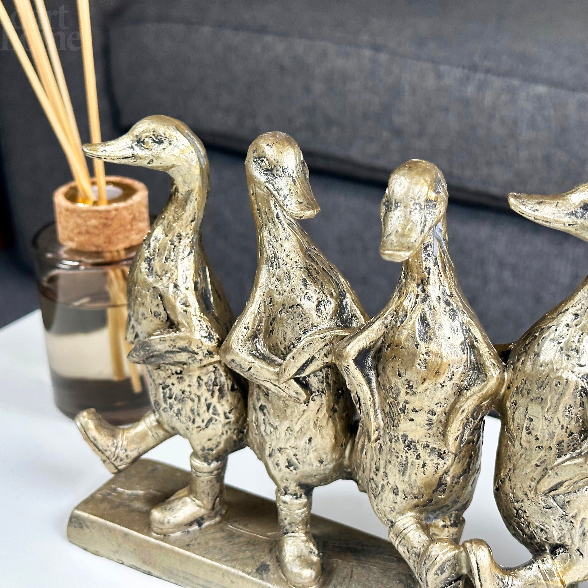 Gold Five Dancing Ducks Sculpture