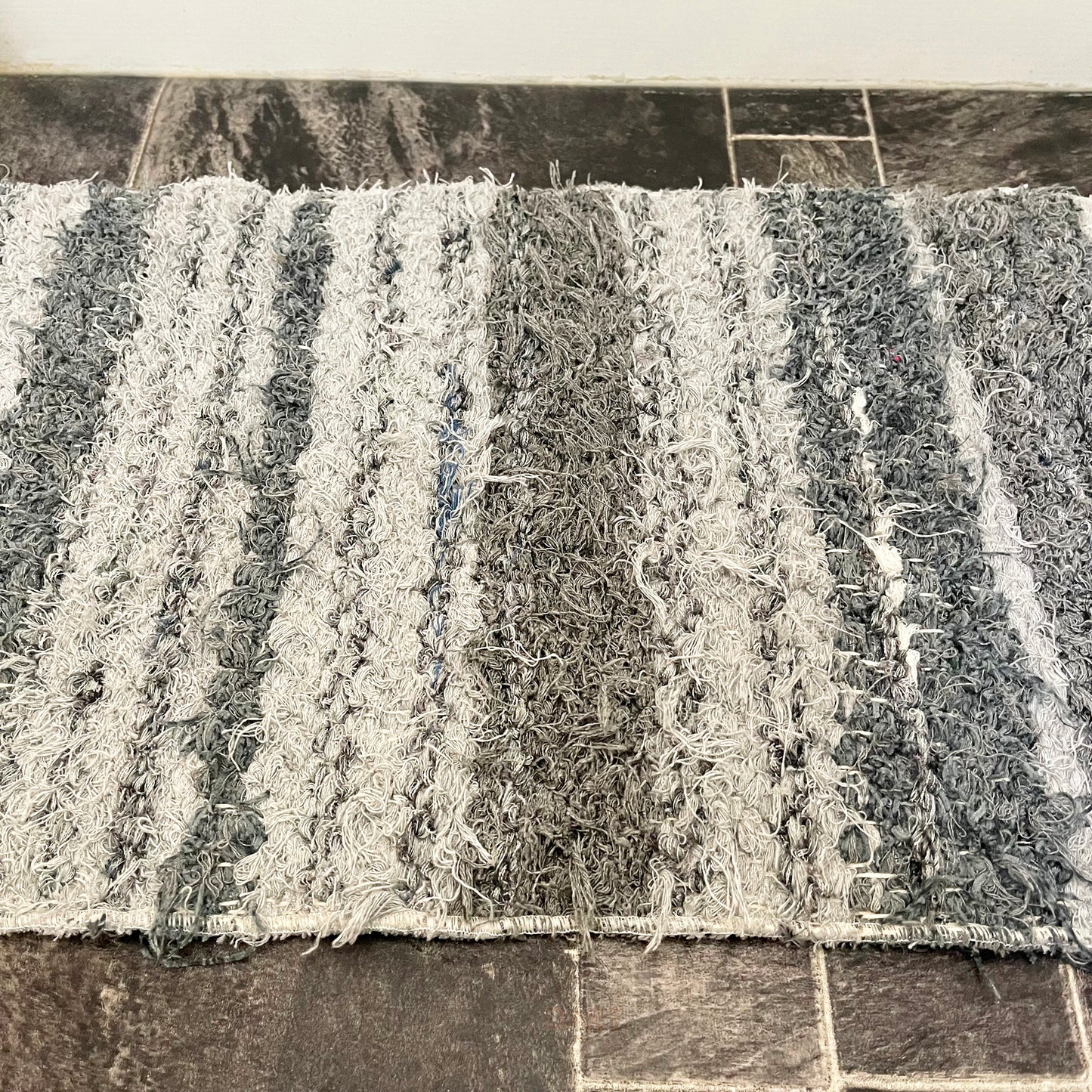 Recycled Cotton Grey Shaggy Bath Mat 40x80cm