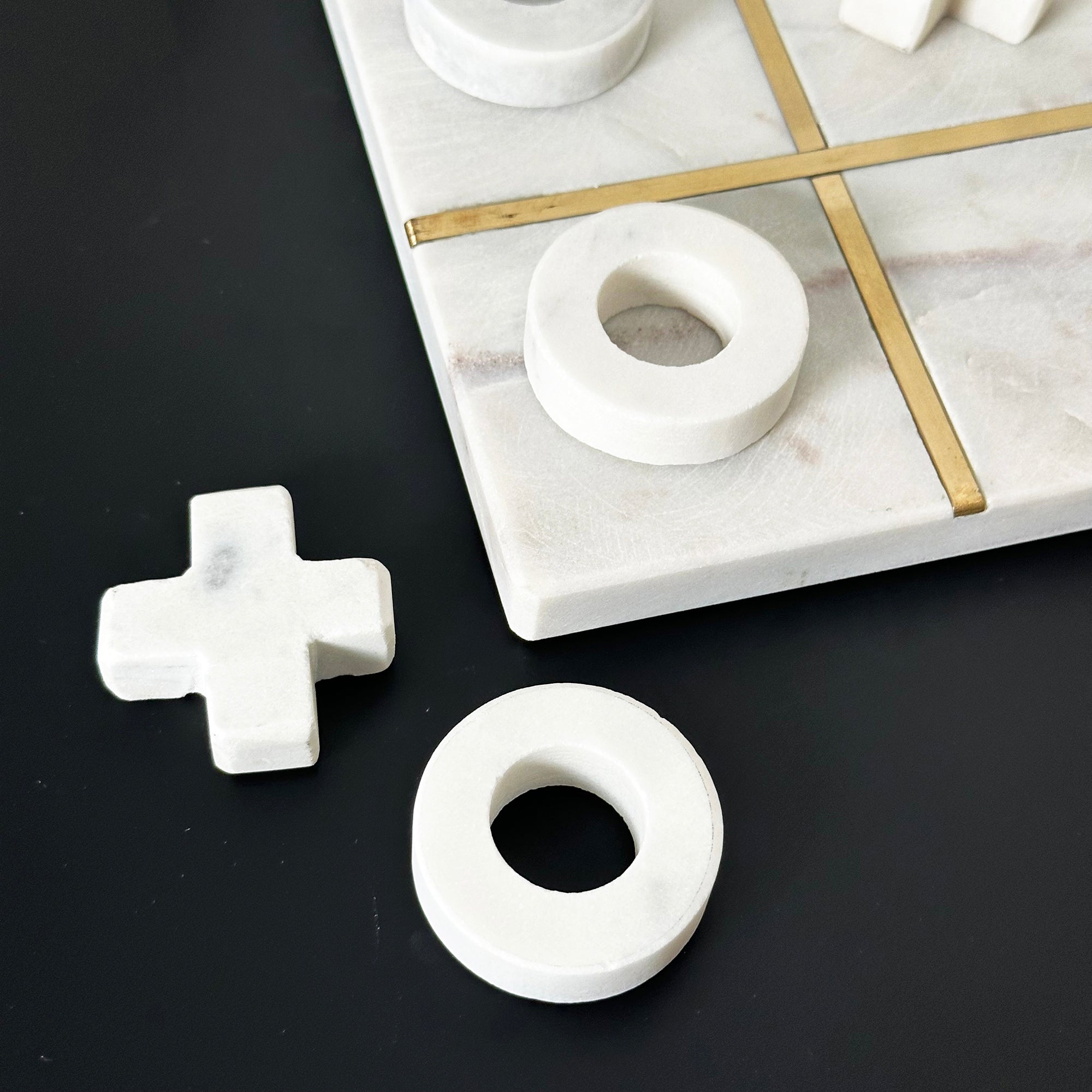 White Marble Tic Tac Toe Game