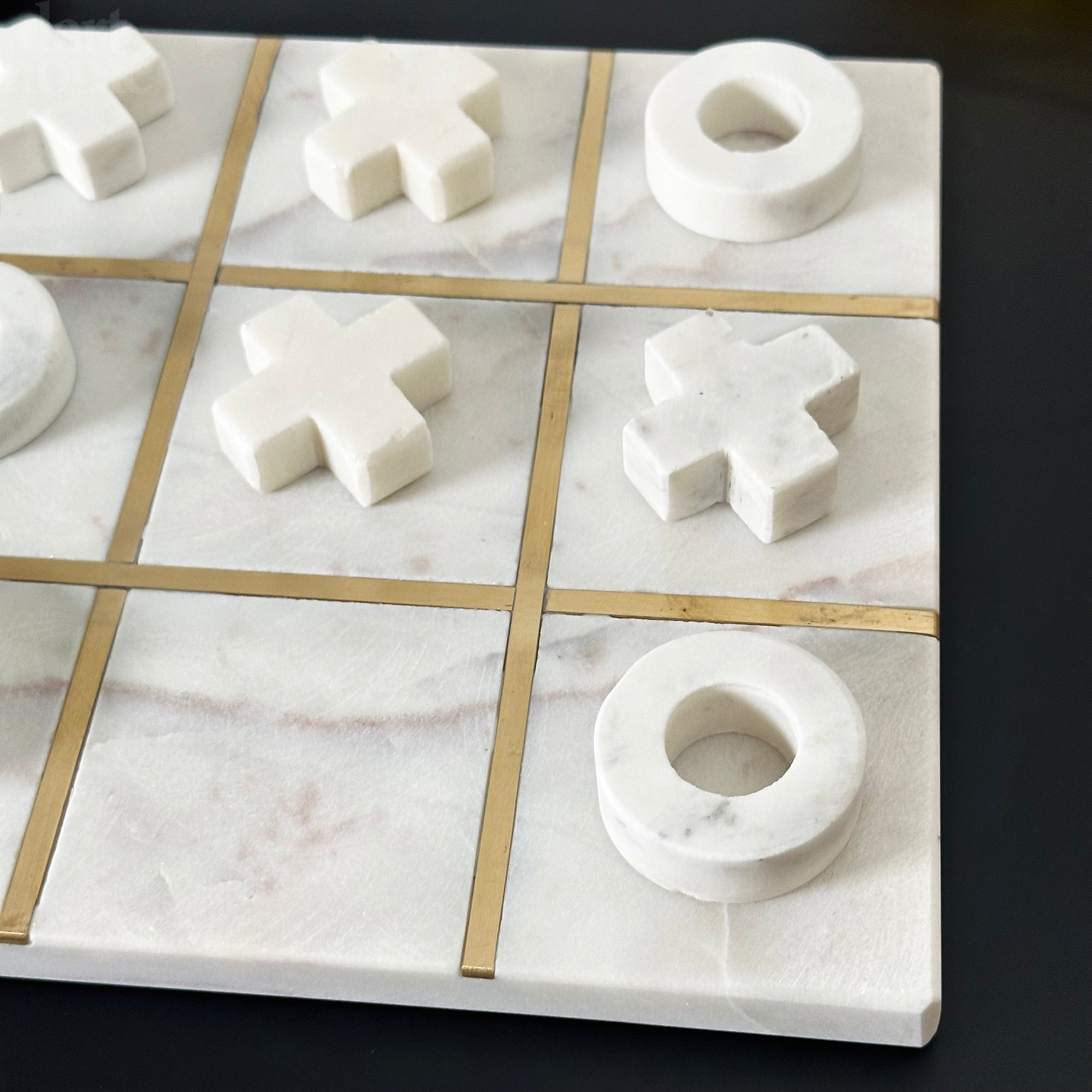 White Marble Tic Tac Toe Game