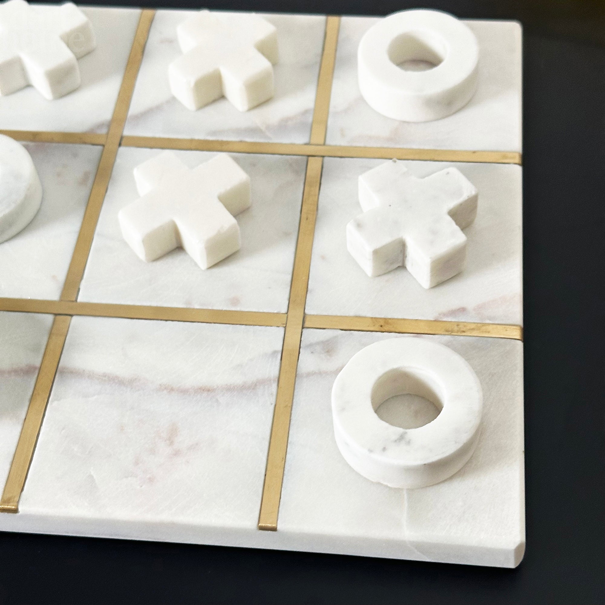 White Marble Tic Tac Toe Game