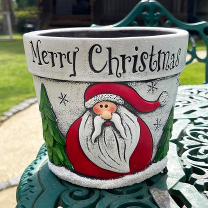 Cement Merry Christmas Plant Pot