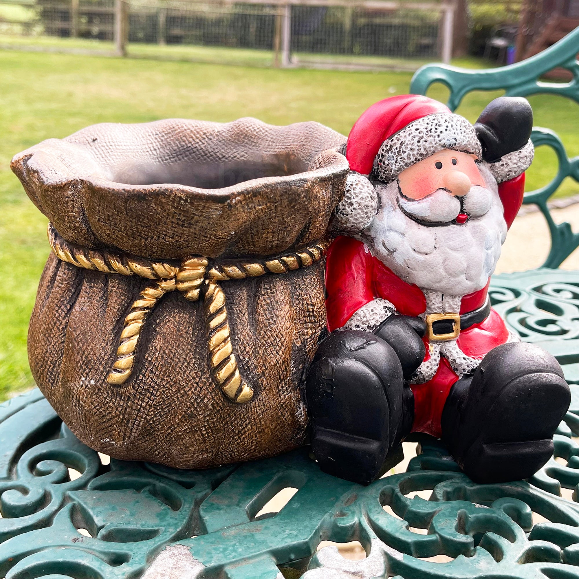 Cement Father Christmas' Sack Planter