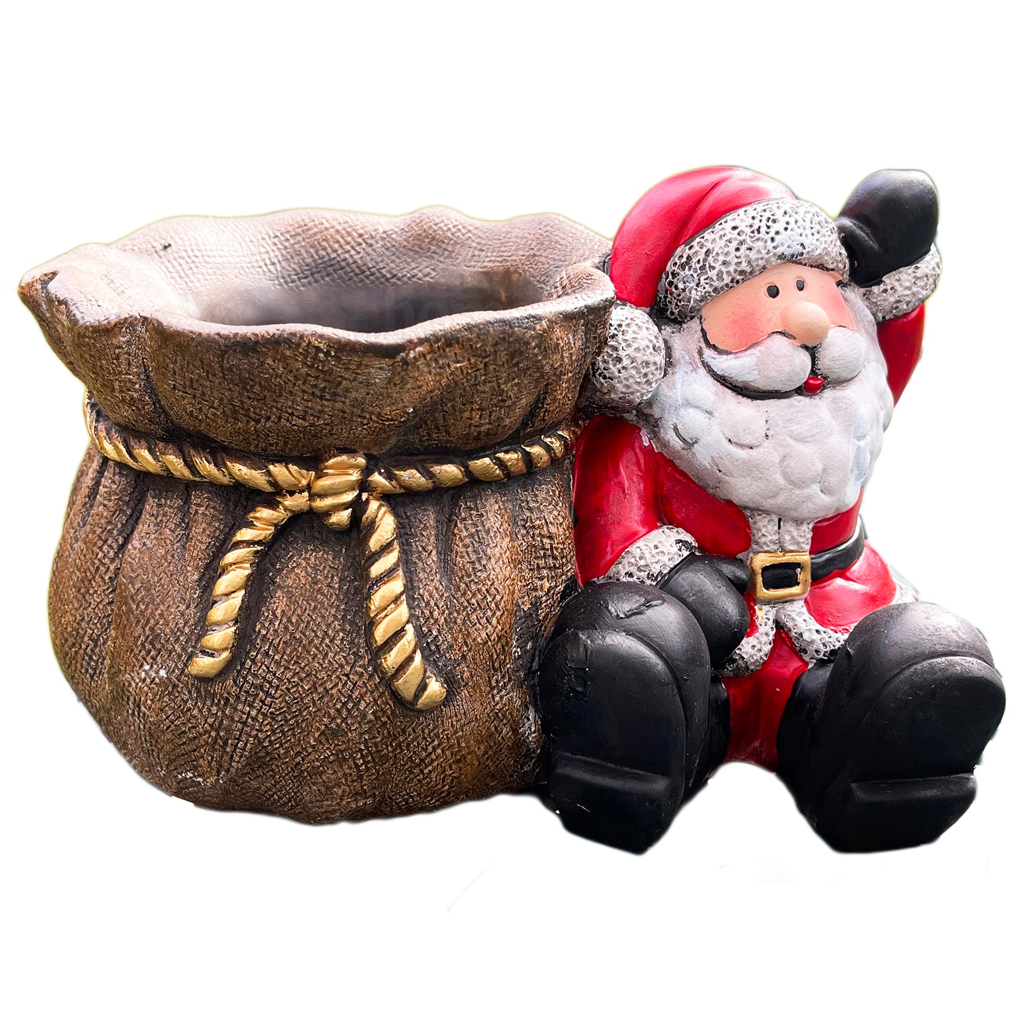 Weihnachtsmann-Sackpflanzer aus Zement