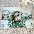 Christmas Robins Glass Chopping Board