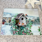 Christmas Robins Glass Chopping Board