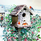 Christmas Robins Glass Chopping Board