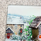 Christmas Robins Glass Chopping Board