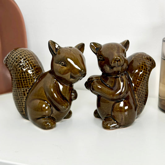 Reactive Glaze Squirrel Salt And Pepper Set