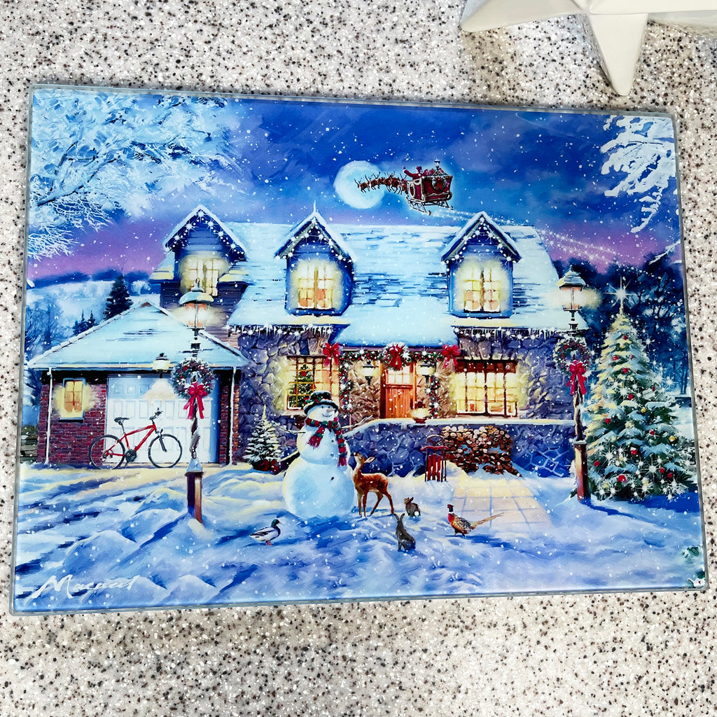 Magical Christmas Glass Chopping Board