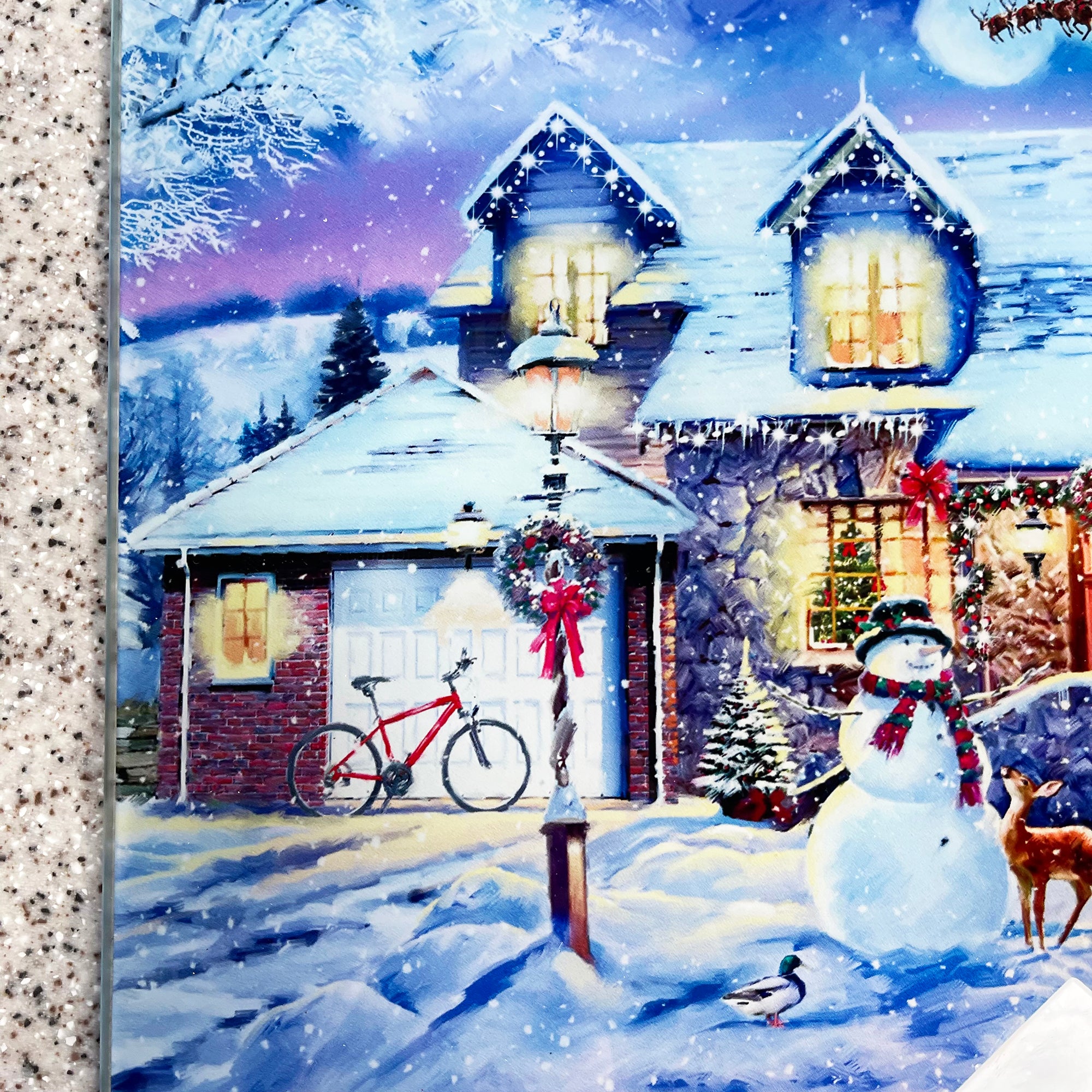 Zauberhaftes Weihnachts-Schneidebrett aus Glas