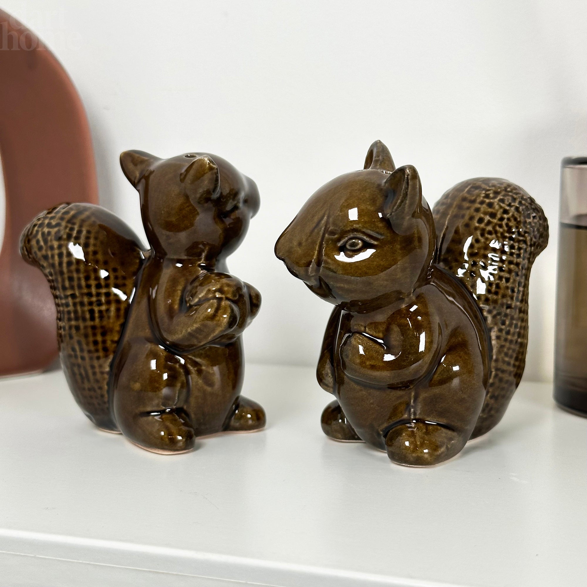 Reactive Glaze Squirrel Salt And Pepper Set