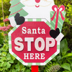 Schild „Stop Here“ mit Weihnachtsmann, 15 x 68 cm