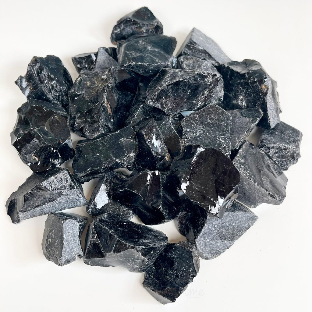 1 kg schwarzer Obsidian-Stein – rauer Schutzkristall