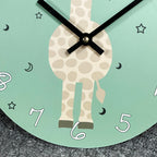 Green Round Giraffe Childrens Wall Clock