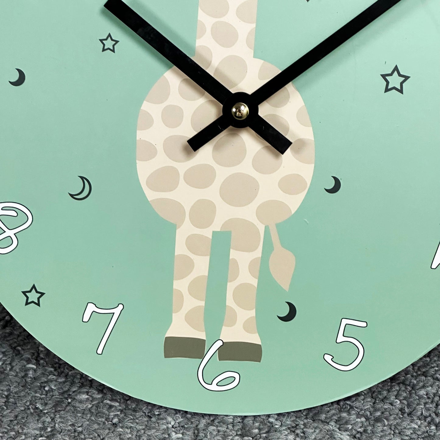 Green Round Giraffe Childrens Wall Clock