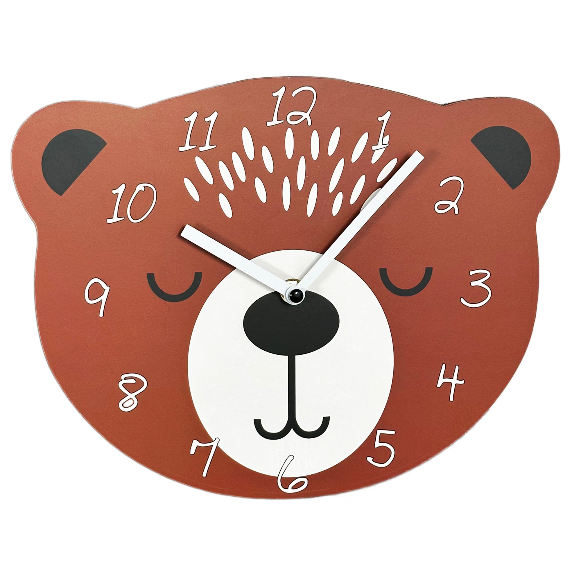 Brown Bear Head Childrens Wall Clock