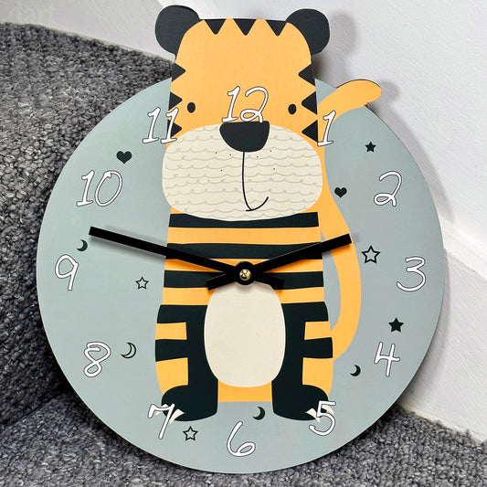 Runde Tiger-Kinderwanduhr