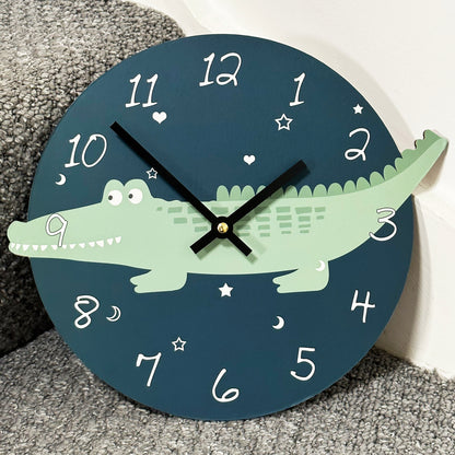 Round Crocodile Childrens Wall Clock