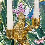 Goldener Papageien-Kerzenhalter